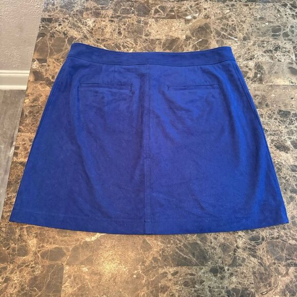 Inc International Concepts Skirt Size 12 Blue Faux Suede Snap Front A-line Flare - Picture 8 of 9